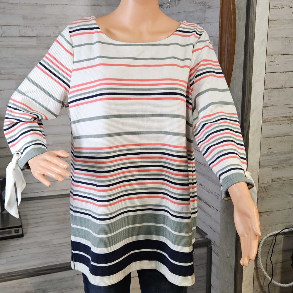 Charter Club Venetia Striped Tunic Top L NWT